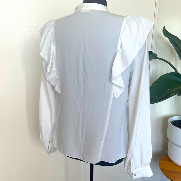 Wilfred ruffled white blouse with silk trim size medium - Picture 3 of 8
